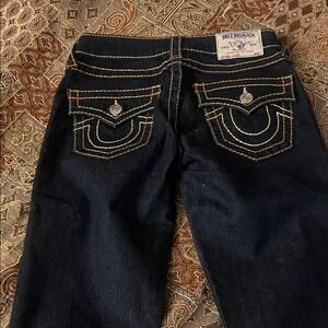 True Religion Women's Dark Indigo Straight Leg Jeans